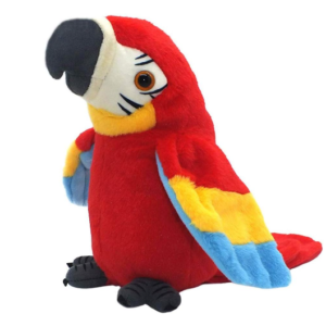 talking red plush toy parrot