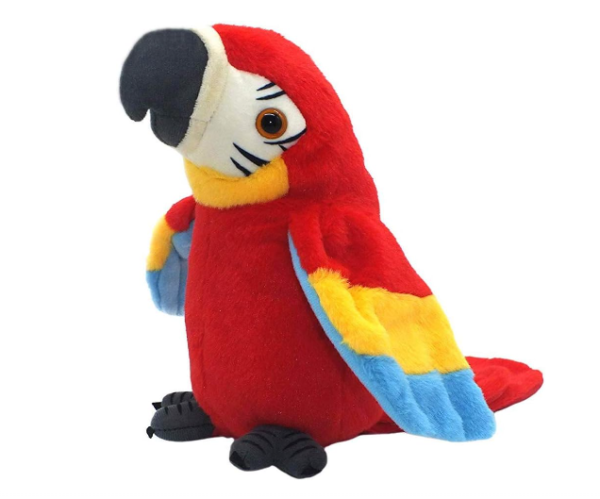 talking red plush toy parrot